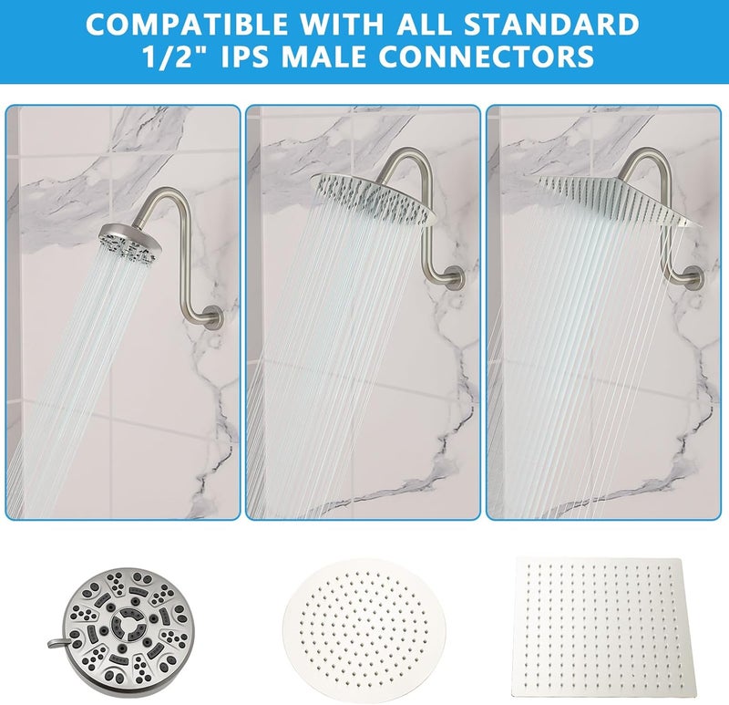 Lordear Shower Arm Extension - 12 Inch S Shape, Stainless Steel, Brushed Nickel - Image 3